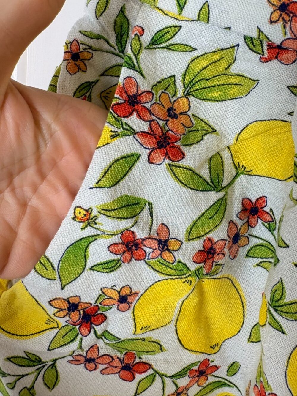 Monteau Los Angeles Yellow Lemon Floral Linen Blend Shorts Cottagecore Small - Picture 4 of 7